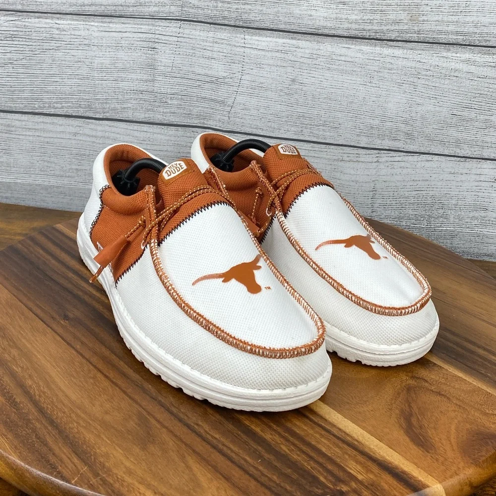 Hey Dude Wally Tri Texas Longhorns Burnt Orange White Loafers Men’s Shoe Size 11